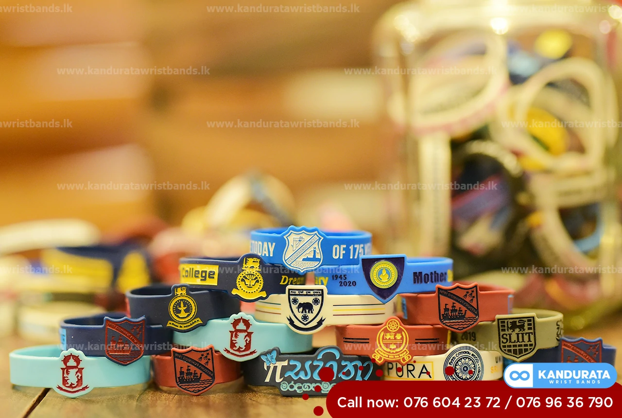 blue and meroon Figured silicone  wristband/bracelets for Dharmaraja college, Kandy